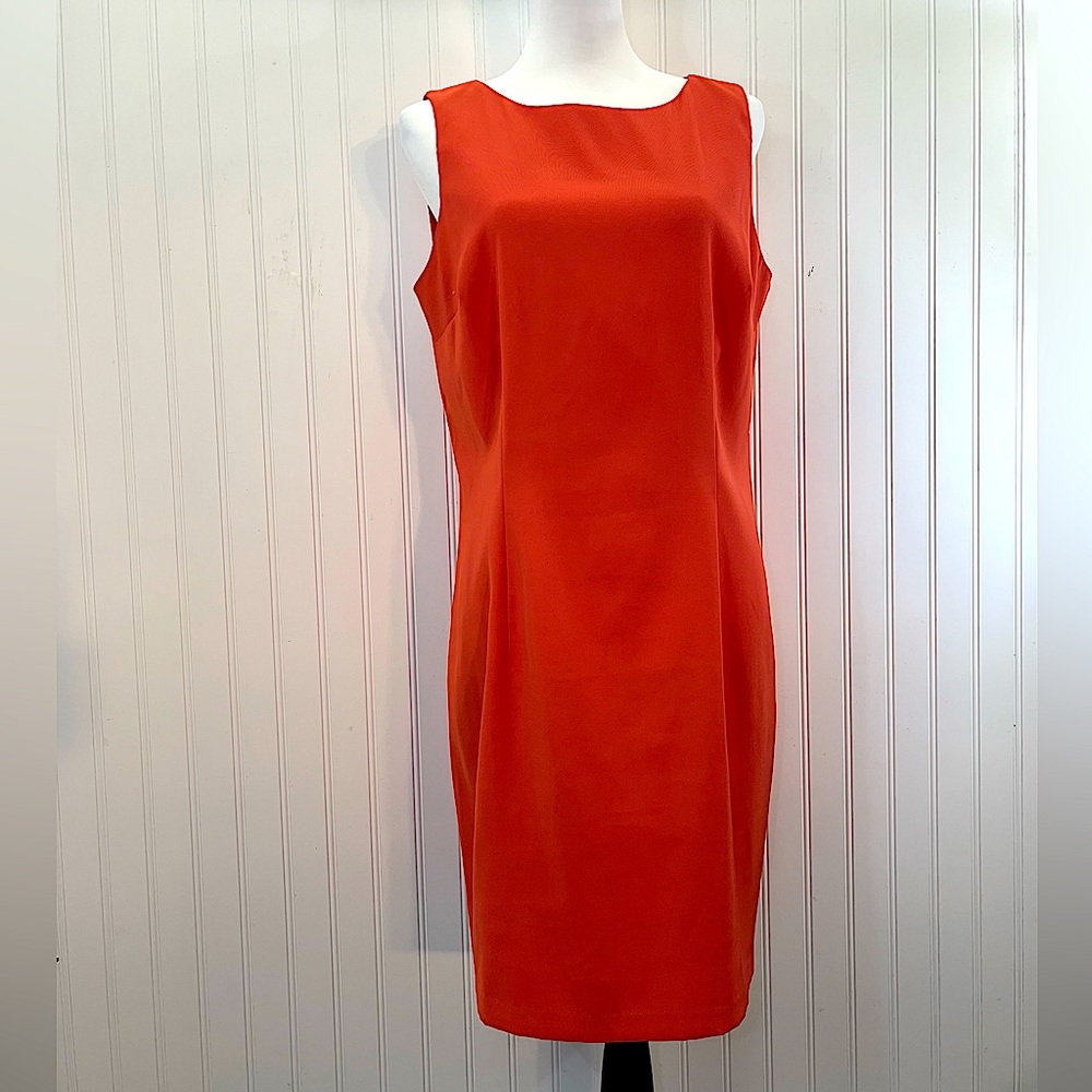 Alyx Ltd. Sleeveless Stretch Sheath Dress Bright Pumpkin Orange Plus Sz 14